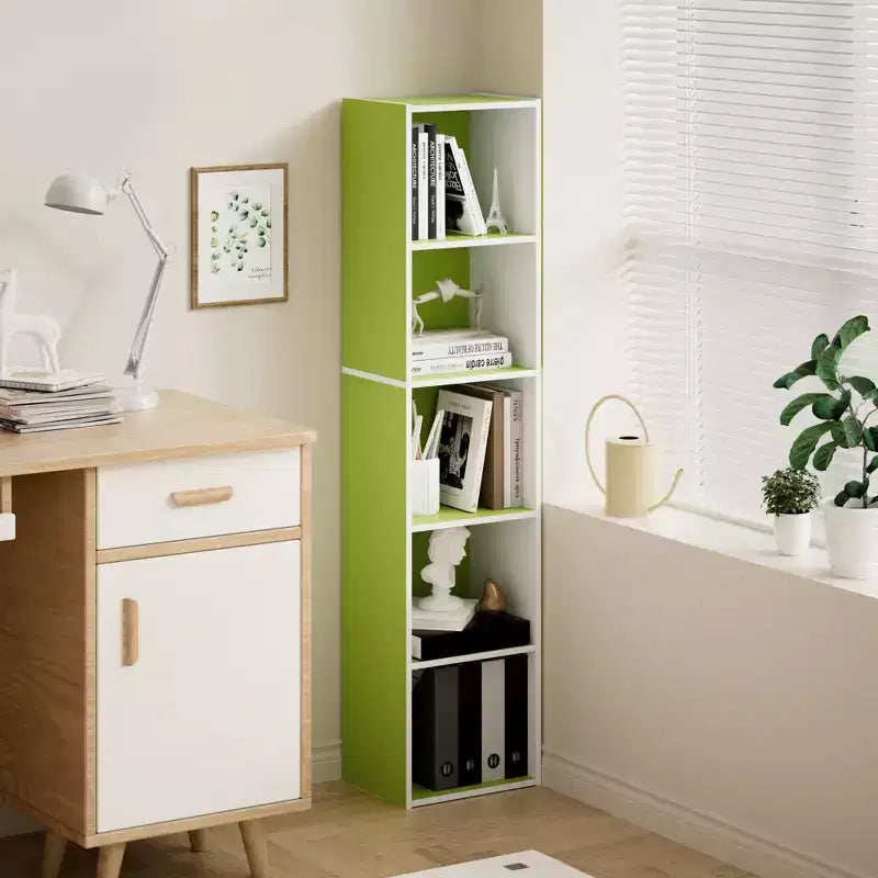 Libreria a 5 Livelli con Cubi, Organizzatore per Soggiorno, Camera da Leto, Camera dei Bambini
