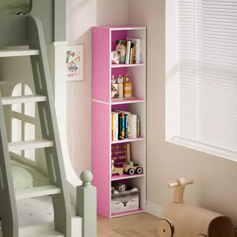 Libreria a 5 Livelli con Cubi, Organizzatore per Soggiorno, Camera da Leto, Camera dei Bambini