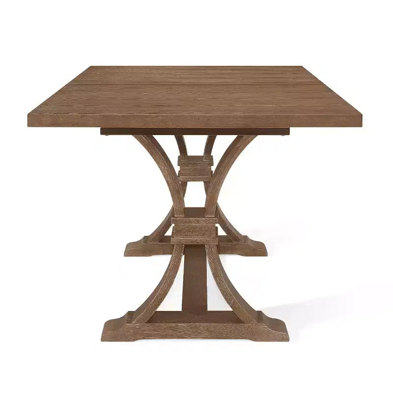 Set da pranzo allungabile in stile country francese da 7 pezzi con sedie con schienale in vimini
