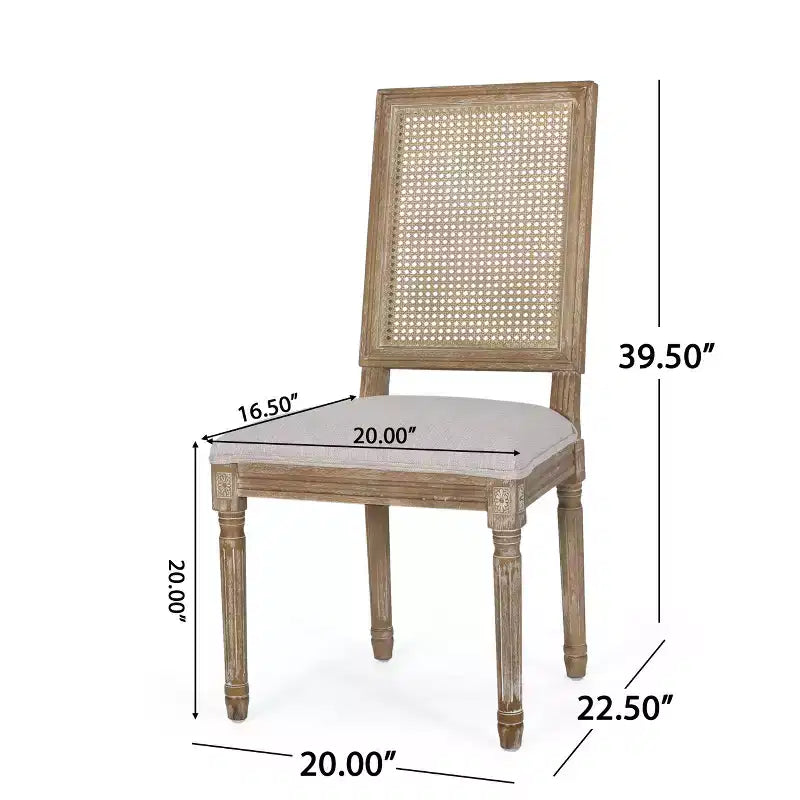 Set da pranzo allungabile in stile country francese da 7 pezzi con sedie con schienale in vimini
