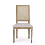 Set da pranzo allungabile in stile country francese da 7 pezzi con sedie con schienale in vimini