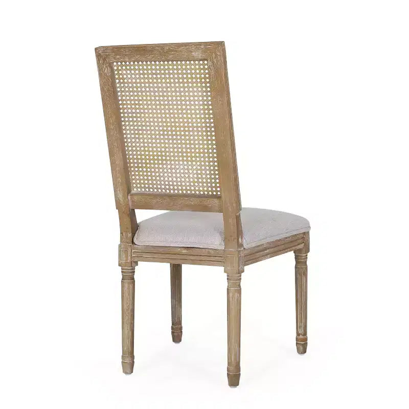 Set da pranzo allungabile in stile country francese da 7 pezzi con sedie con schienale in vimini