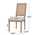 Set da pranzo allungabile in stile country francese da 7 pezzi con sedie con schienale in vimini
