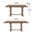 Set da pranzo allungabile in stile country francese da 7 pezzi con sedie con schienale in vimini
