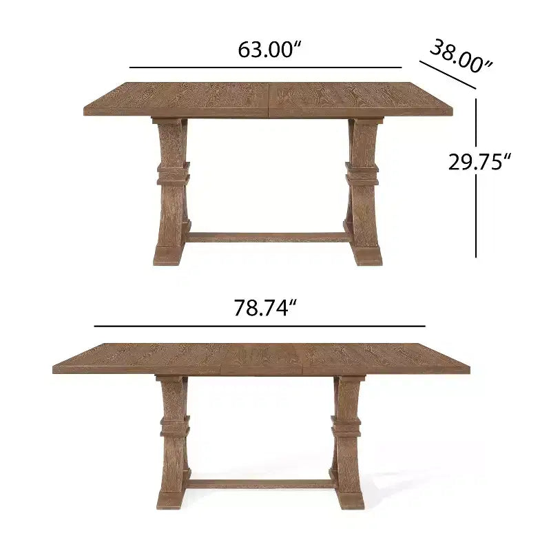 Set da pranzo allungabile in stile country francese da 7 pezzi con sedie con schienale in vimini