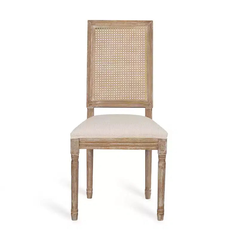 Set da pranzo allungabile in stile country francese da 7 pezzi con sedie con schienale in vimini