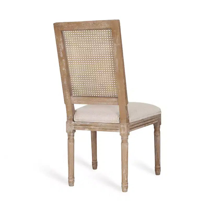 Set da pranzo allungabile in stile country francese da 7 pezzi con sedie con schienale in vimini
