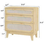 Cassettiera in Rattan a 3 Cassetti con Struttura in Legno e Kit Antiribaltamento