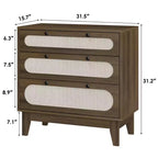 Cassettiera in Rattan a 3 Cassetti con Struttura in Legno e Kit Antiribaltamento