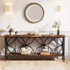 Okak Industrial Metal Extra Long Console Table with Storage Base,Modern Narrow Entryway Table,Sofa Table Behind Couch for Hallway,Living Room