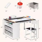 Set tavolo e sedie in legno per bambini con contenitore
