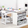 Set tavolo e sedie in legno per bambini con contenitore