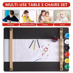 Set tavolo e sedie in legno per bambini con contenitore
