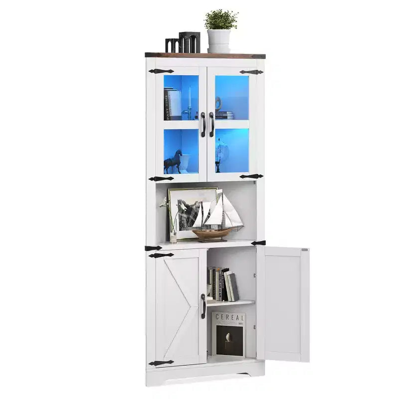 Mobile angolare da 170 cm con ante in vetro