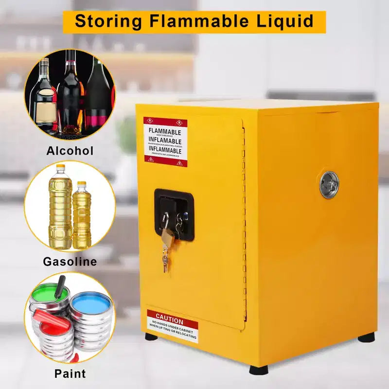 Armadietto per Liquidi Infiammabili con Ripiano Regolabile, 43 x 43 x 56 cm, 1 Anta