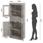 Mobiletto indipendente per bagno da 170 cm con 4 ante, cassetto in vetro e ripiani regolabili