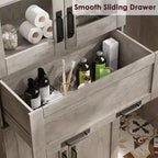 Mobiletto indipendente per bagno da 170 cm con 4 ante, cassetto in vetro e ripiani regolabili