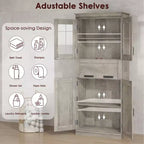 Mobiletto indipendente per bagno da 170 cm con 4 ante, cassetto in vetro e ripiani regolabili