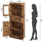 Mobiletto indipendente per bagno da 170 cm con 4 ante, cassetto in vetro e ripiani regolabili