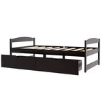 Letto a piattaforma in legno per letto singolo con 2 cassetti portaoggetti
