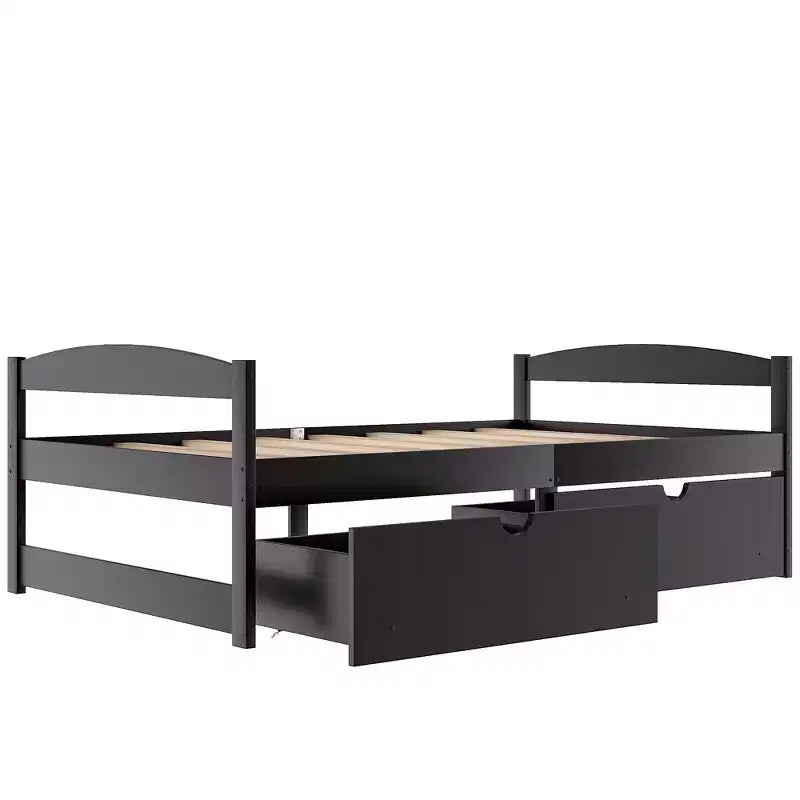 Letto a piattaforma in legno per letto singolo con 2 cassetti portaoggetti