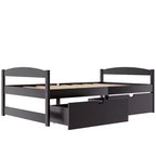 Letto a piattaforma in legno per letto singolo con 2 cassetti portaoggetti