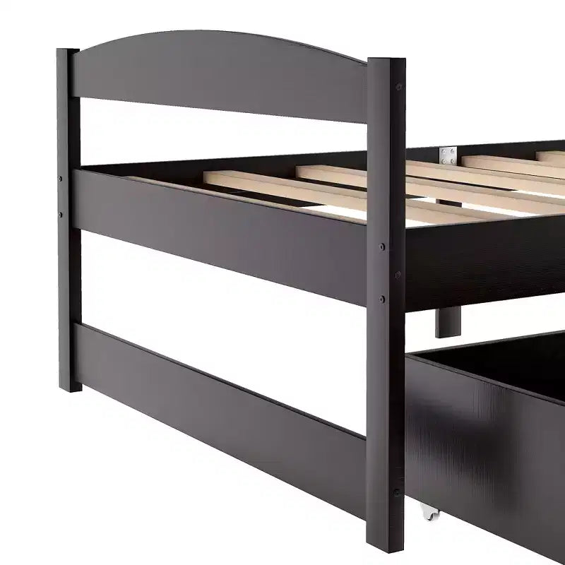 Letto a piattaforma in legno per letto singolo con 2 cassetti portaoggetti