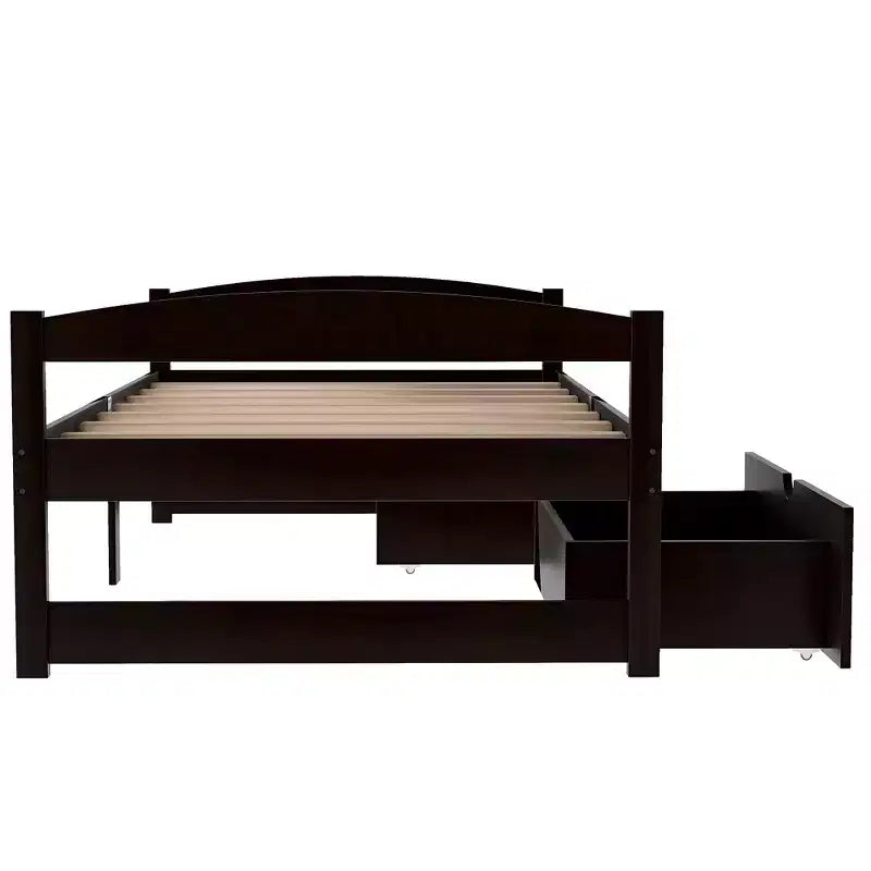 Letto a piattaforma in legno per letto singolo con 2 cassetti portaoggetti