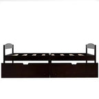 Letto a piattaforma in legno per letto singolo con 2 cassetti portaoggetti