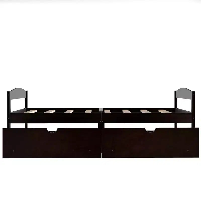 Letto a piattaforma in legno per letto singolo con 2 cassetti portaoggetti