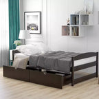 Letto a piattaforma in legno per letto singolo con 2 cassetti portaoggetti