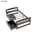 Letto a piattaforma in legno per letto singolo con 2 cassetti portaoggetti