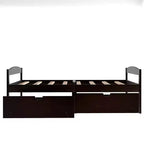 Letto a piattaforma in legno per letto singolo con 2 cassetti portaoggetti