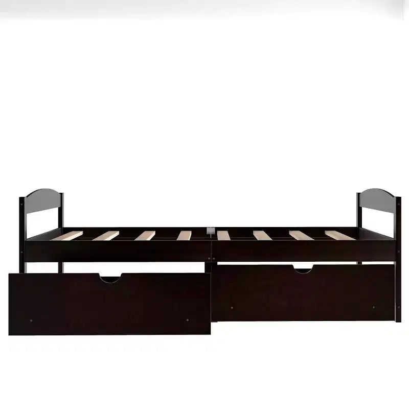 Letto a piattaforma in legno per letto singolo con 2 cassetti portaoggetti