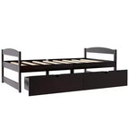 Letto a piattaforma in legno per letto singolo con 2 cassetti portaoggetti