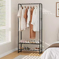 Clothes Rack with Double Storage Shelves, 2-in-1 Portable Metal Freestanding Garment Coat Organizer, for Bedroom Closet Entryway Hallway