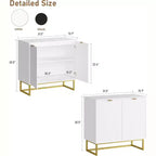 Set di 2 Madie/Credenze Moderne con Ante a Spina di Pesce e Scaffali