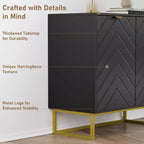 Set di 2 Madie/Credenze Moderne con Ante a Spina di Pesce e Scaffali