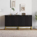 2pcs Modern Sideboard Buffet Cabinet Wood Accent Storage with Herringbone Doors & Shelves Credenza Console Table for Living/Dining Room, Entryway