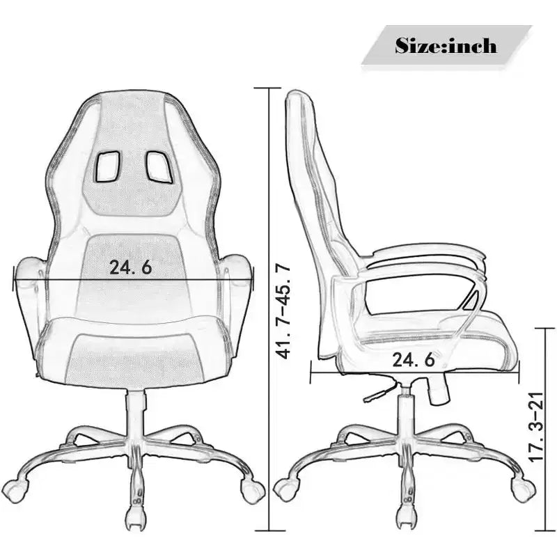 Sedia ergonomica da ufficio e da gaming con supporto lombare, in pelle PU, altezza regolabile