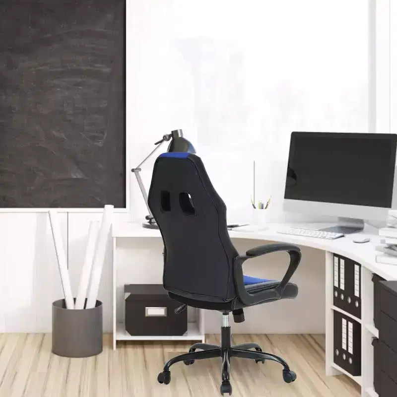 Sedia ergonomica da ufficio e da gaming con supporto lombare, in pelle PU, altezza regolabile