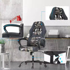 Sedia ergonomica da ufficio e da gaming con supporto lombare, in pelle PU, altezza regolabile