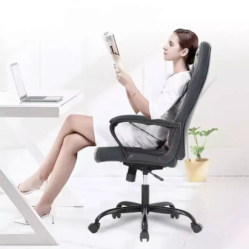 Sedia ergonomica da ufficio e da gaming con supporto lombare, in pelle PU, altezza regolabile