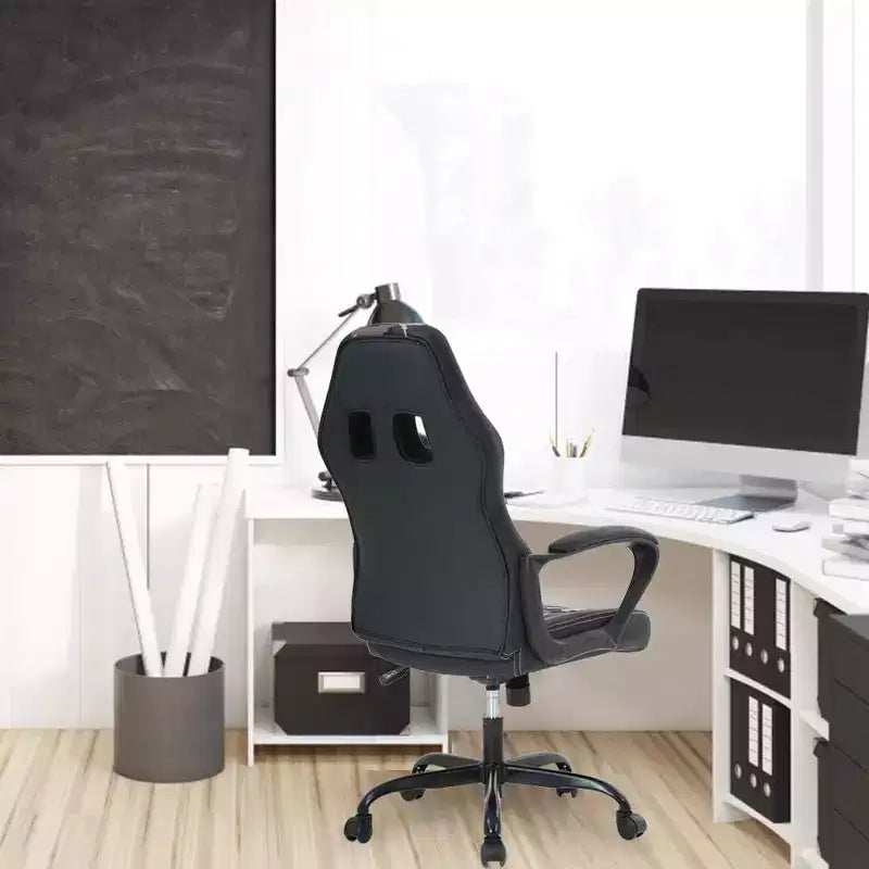 Sedia ergonomica da ufficio e da gaming con supporto lombare, in pelle PU, altezza regolabile