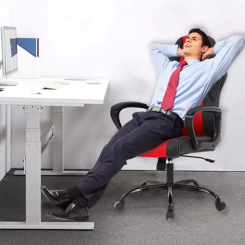 Sedia ergonomica da ufficio e da gaming con supporto lombare, in pelle PU, altezza regolabile