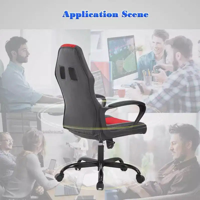 Sedia ergonomica da ufficio e da gaming con supporto lombare, in pelle PU, altezza regolabile