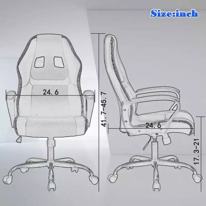 Sedia ergonomica da ufficio e da gaming con supporto lombare, in pelle PU, altezza regolabile