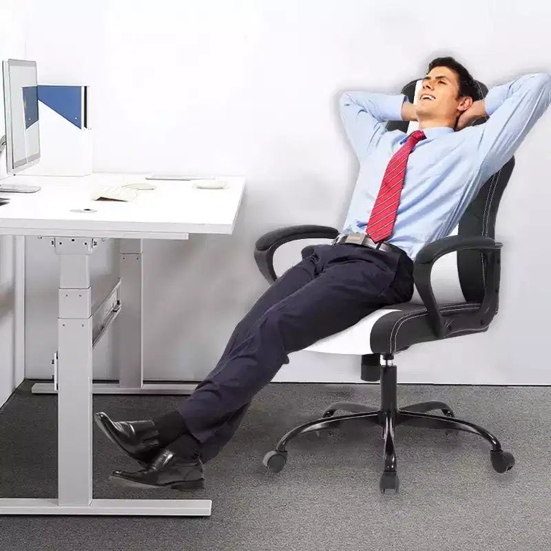 Sedia ergonomica da ufficio e da gaming con supporto lombare, in pelle PU, altezza regolabile
