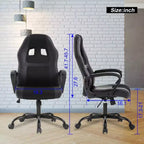 Sedia ergonomica da ufficio e da gaming con supporto lombare, in pelle PU, altezza regolabile
