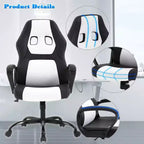 Sedia ergonomica da ufficio e da gaming con supporto lombare, in pelle PU, altezza regolabile